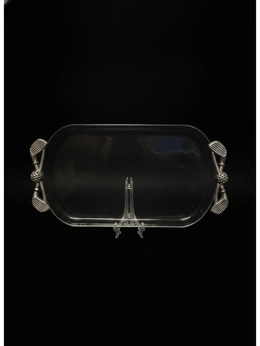 Vintage Grainware Lucite Serving Tray with Golf Club Handles